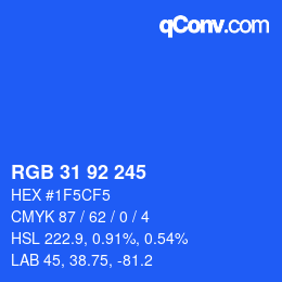 Color code: RGB 31 92 245 | qconv.com