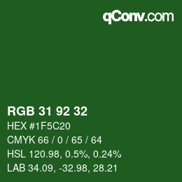 颜色代码: RGB 31 92 32 | qconv.com