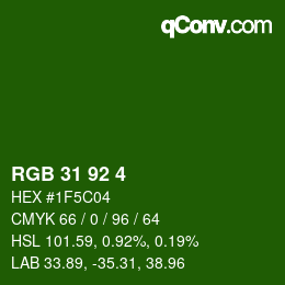 カラーコード: RGB 31 92 4 | qconv.com
