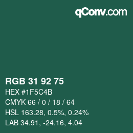 Color code: RGB 31 92 75 | qconv.com