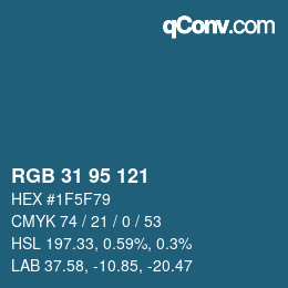 カラーコード: RGB 31 95 121 | qconv.com
