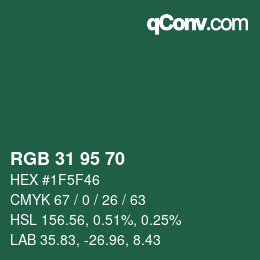 Color code: RGB 31 95 70 | qconv.com