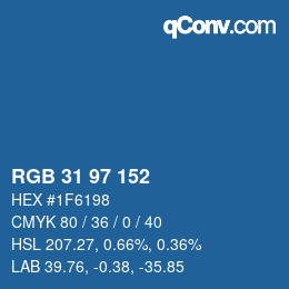 Color code: RGB 31 97 152 | qconv.com