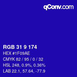 Color code: RGB 31 9 174 | qconv.com