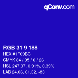 Color code: RGB 31 9 188 | qconv.com