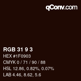 Color code: RGB 31 9 3 | qconv.com