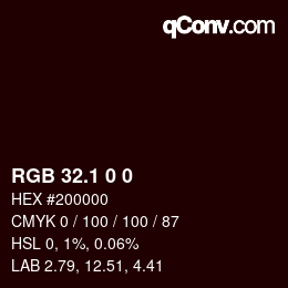 Color code: RGB 32.1 0 0 | qconv.com
