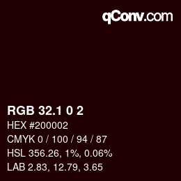 カラーコード: RGB 32.1 0 2 | qconv.com