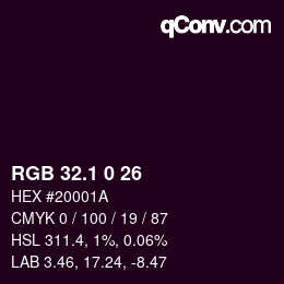 カラーコード: RGB 32.1 0 26 | qconv.com