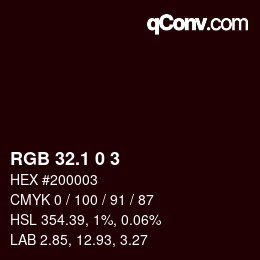 カラーコード: RGB 32.1 0 3 | qconv.com