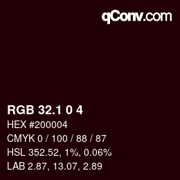 カラーコード: RGB 32.1 0 4 | qconv.com