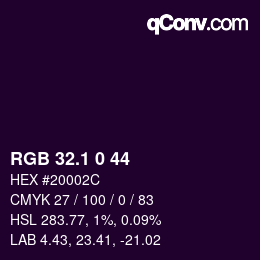 カラーコード: RGB 32.1 0 44 | qconv.com