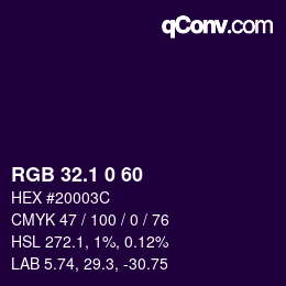 カラーコード: RGB 32.1 0 60 | qconv.com