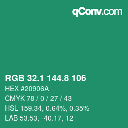 カラーコード: RGB 32.1 144.8 106 | qconv.com
