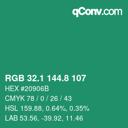 カラーコード: RGB 32.1 144.8 107 | qconv.com