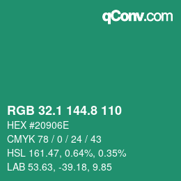 カラーコード: RGB 32.1 144.8 110 | qconv.com