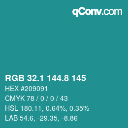 Color code: RGB 32.1 144.8 145 | qconv.com