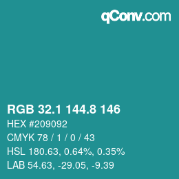 Farbcode: RGB 32.1 144.8 146 | qconv.com