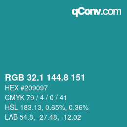 Color code: RGB 32.1 144.8 151 | qconv.com