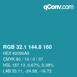 Farbcode: RGB 32.1 144.8 160 | qconv.com
