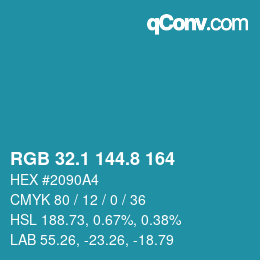 Color code: RGB 32.1 144.8 164 | qconv.com