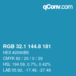 Color code: RGB 32.1 144.8 181 | qconv.com