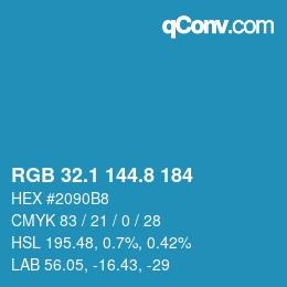 カラーコード: RGB 32.1 144.8 184 | qconv.com