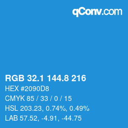 Color code: RGB 32.1 144.8 216 | qconv.com