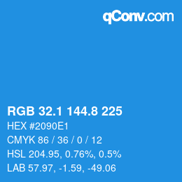 カラーコード: RGB 32.1 144.8 225 | qconv.com