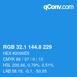 カラーコード: RGB 32.1 144.8 229 | qconv.com