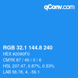 Color code: RGB 32.1 144.8 240 | qconv.com