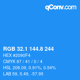 カラーコード: RGB 32.1 144.8 244 | qconv.com