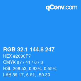 カラーコード: RGB 32.1 144.8 247 | qconv.com