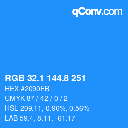 Color code: RGB 32.1 144.8 251 | qconv.com