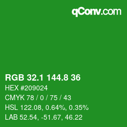 カラーコード: RGB 32.1 144.8 36 | qconv.com
