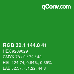 カラーコード: RGB 32.1 144.8 41 | qconv.com