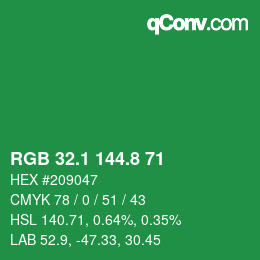 カラーコード: RGB 32.1 144.8 71 | qconv.com