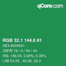 カラーコード: RGB 32.1 144.8 81 | qconv.com