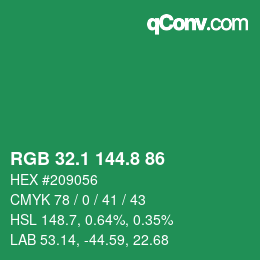 カラーコード: RGB 32.1 144.8 86 | qconv.com