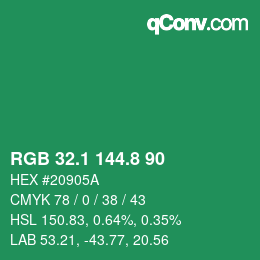 カラーコード: RGB 32.1 144.8 90 | qconv.com