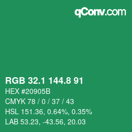 カラーコード: RGB 32.1 144.8 91 | qconv.com