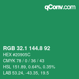 カラーコード: RGB 32.1 144.8 92 | qconv.com