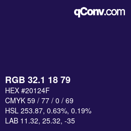 カラーコード: RGB 32.1 18 79 | qconv.com