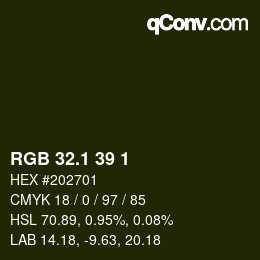 カラーコード: RGB 32.1 39 1 | qconv.com