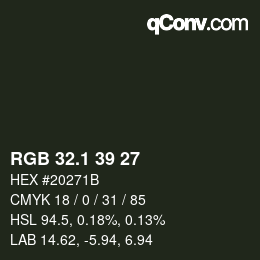 Color code: RGB 32.1 39 27 | qconv.com