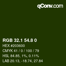 Color code: RGB 32.1 54.8 0 | qconv.com