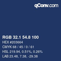 Código de color: RGB 32.1 54.8 100 | qconv.com