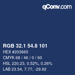 カラーコード: RGB 32.1 54.8 101 | qconv.com