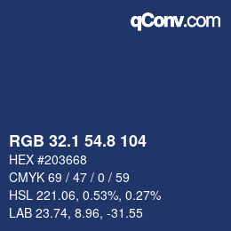 Color code: RGB 32.1 54.8 104 | qconv.com
