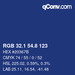 Color code: RGB 32.1 54.8 123 | qconv.com